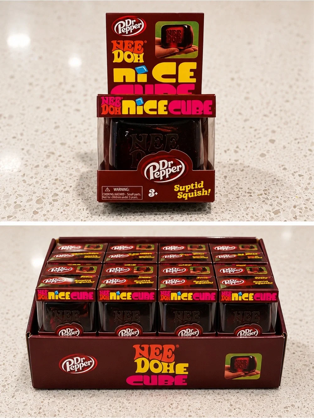 Dr Pepper Nee Doh Nice Cube Squishy Toy - Dark Red